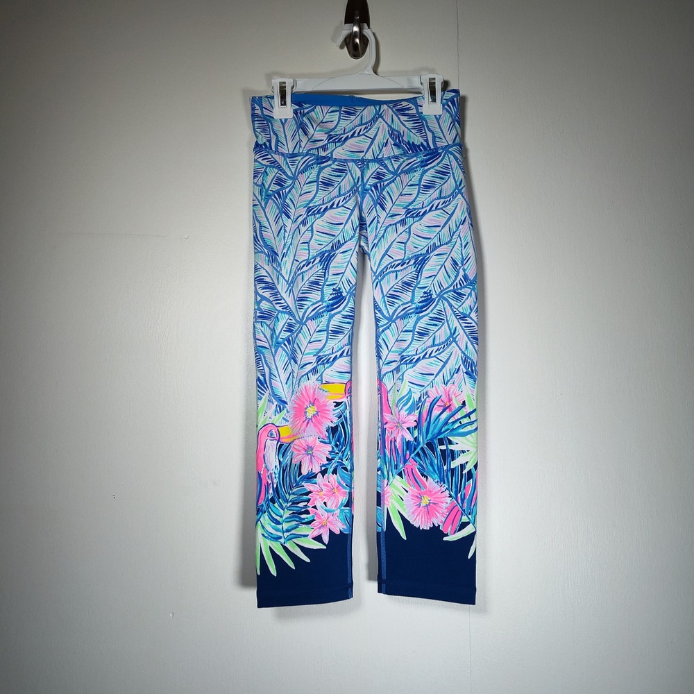 Lilly Pulitzer Luxletic Jolena Weekend Crop Leggings Tropical Toucan Floral XS